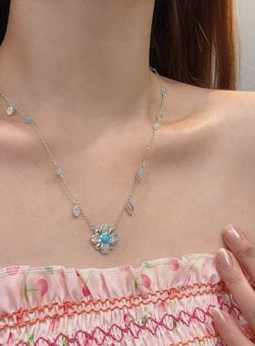 波西米亚蓝色绿松石双层叠戴项链