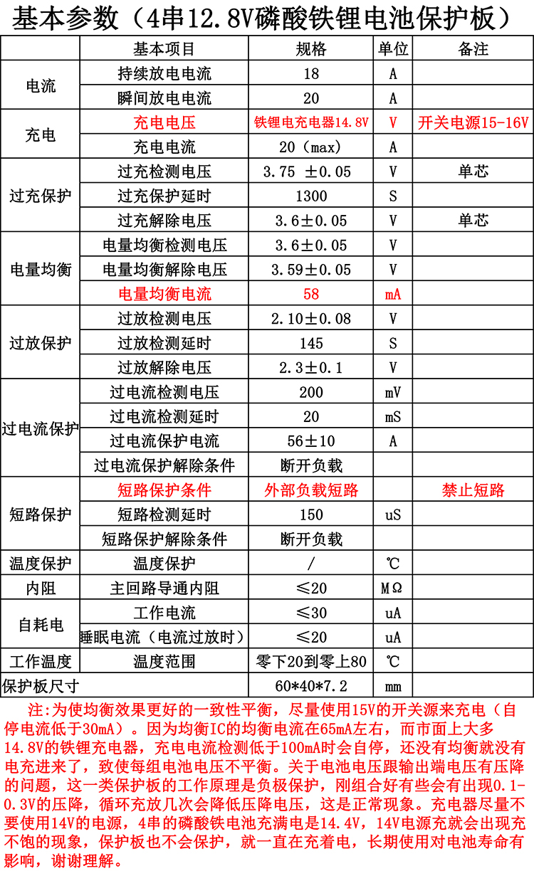 4串12.8V 32650磷酸铁锂电池保护板带均衡 防过充过放短路20A限流 - 图1