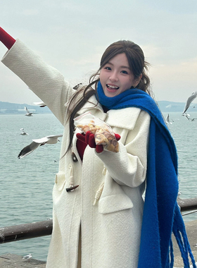 祝绪丹同款克莱因蓝围巾女