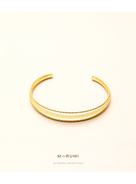 流沙 原创设计 极简百搭 质感三层造型  温柔闪金手镯女