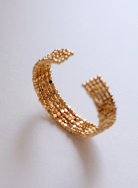 温婉秀气个性简约欧美极简风金属质感闪耀通勤款时尚开口款手镯女