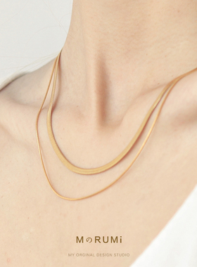 MのRUMI 小众复古金色双层蛇骨链高级感项链女锁骨链18K不褪色