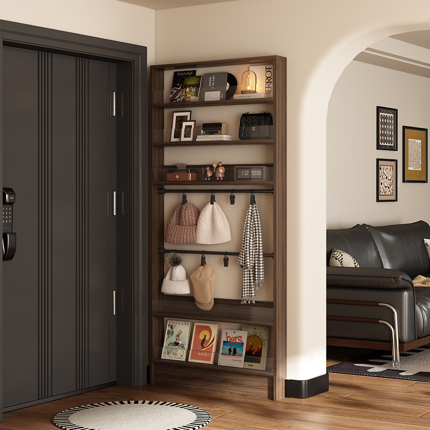 Ultra-thin solid wood bedroom door rear storage rack delivered to your door