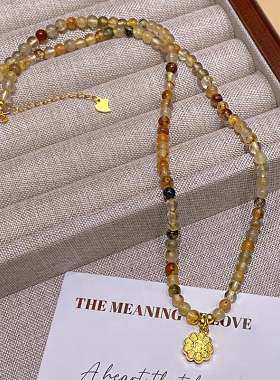 天然杂发晶串珠项链s925银