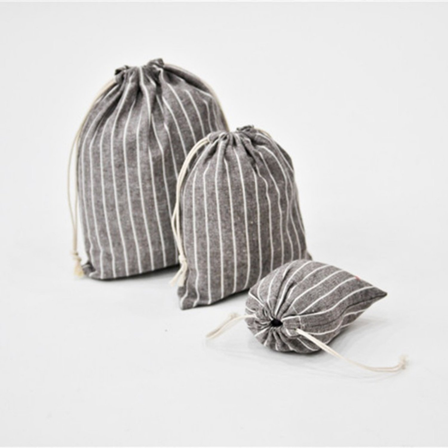 佑木包袋细条纹棉麻收纳袋抽绳束口布袋化妆品首饰文具礼物防尘袋,淘宝优惠券,粉丝福利购,淘宝优惠卷