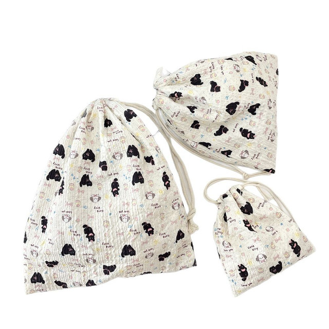 Cute cartoon drawstring storage bag cosmetic bag