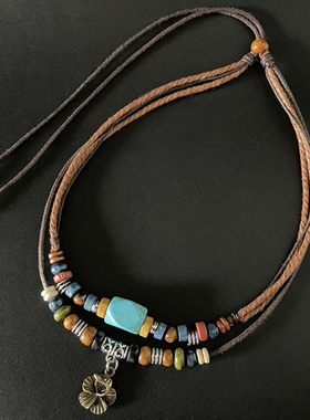 小众设计感多层民族风棉麻项链
