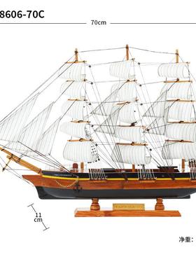 船模型摆件一帆风顺帆船摆件实木中号帆船模型摆件一帆风顺乔迁开