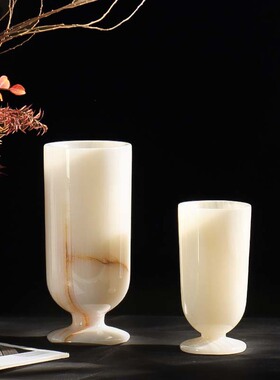 大理石法式玉石花瓶摆件客厅插花餐桌装饰品高级感家居饰品