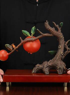 全铜笑口常开铜石榴摆件家居客厅酒柜电视柜装饰工艺品乔迁礼品