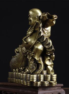 佛像摆件黄铜弥勒佛办公室工艺品布袋佛客厅家居装饰店铺开业礼品