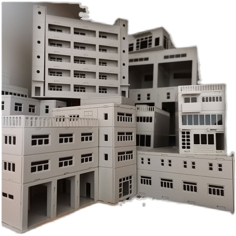 仿真拼装建筑模型摆件沙盘城市房屋学校医院房子住宅场景1:50