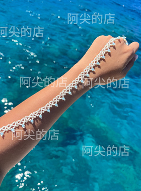 阿尖同款蓝白蓝白米珠项链哥伦比亚风小众（蓝白米珠）