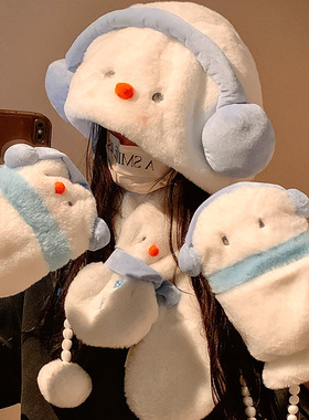 KELUSI联名款耳机雪人帽子三件套