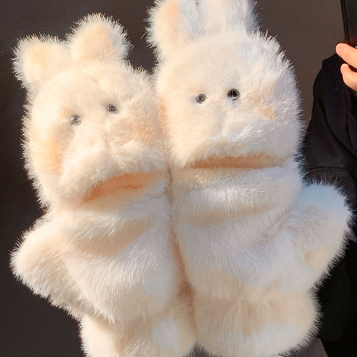 可爱兔子毛绒翻盖半指手套女冬季保暖加绒加厚学生写字防寒风防冻,淘宝优惠券,粉丝福利购,淘宝优惠卷