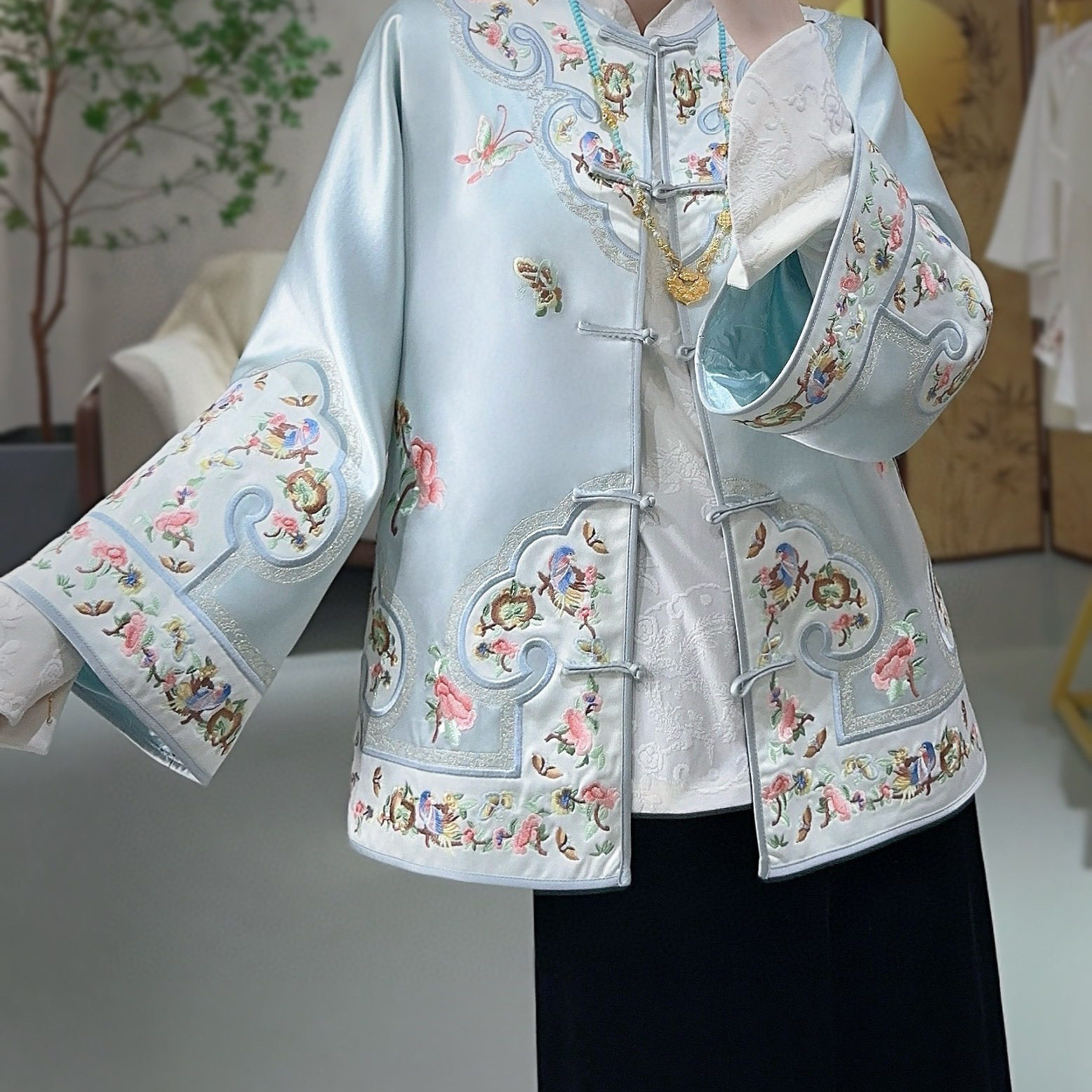 藏月春秋季新款新中式重工复古对襟圆领刺绣高级外套女E2479485,淘宝优惠券,粉丝福利购,淘宝优惠卷