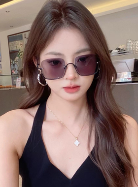 ins风半框茶色太阳镜大框