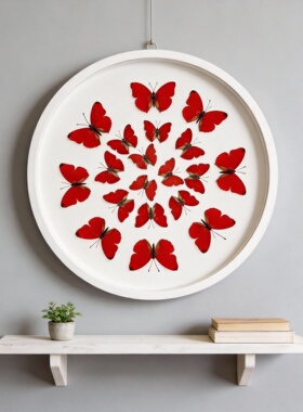 血漪蛱蝶红色真蝴蝶标本装饰画