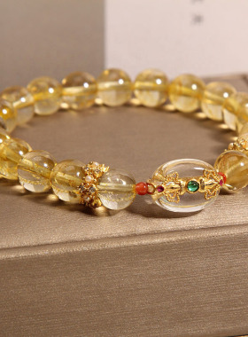 天然金发晶手链女轻奢黄水晶手串