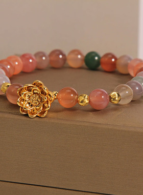 盐源玛瑙水晶好运连连手链女手镯