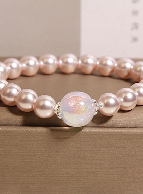 新中式珍珠手链女款轻奢小众高级感紫色海蒂珠串珠手串送闺蜜礼物