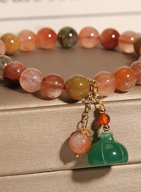 天然福禄寿水晶l莲蓬吊坠手链女