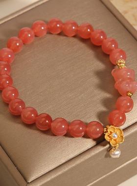 天然盐源玛瑙轻奢可爱小熊手链女