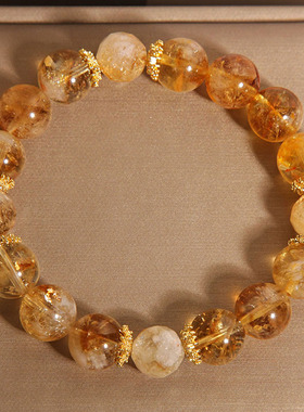 天然黄塔晶水晶手链女轻奢小众高级感精致招财转运金发晶手串礼物