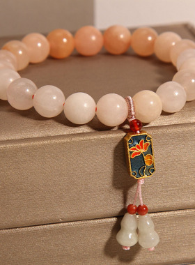 文艺复古民族风粉东陵玉手链女