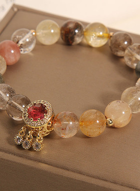 天然金发晶黄水晶手链女转运手串