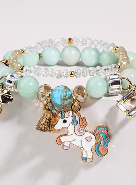 韩版学生甜美风森系姐妹水晶手链