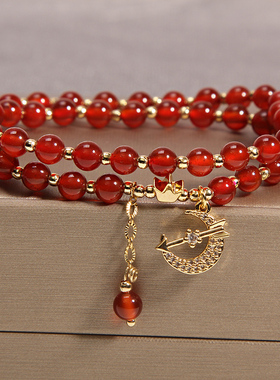 一见倾心双圈石榴石女姐妹手链