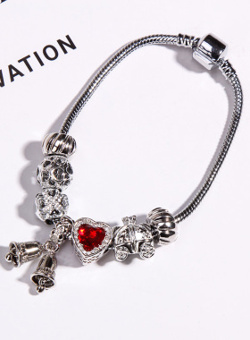 diy韩国铃铛爱心吊坠手串