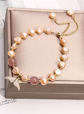 天然异形淡水珍珠手链ins小众