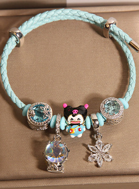 新中式蓝色转运珠手链女轻奢小众高级感气质百搭灯泡卡通手串手环