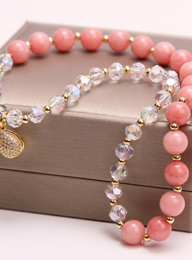 粉色多层招桃花钱袋甜美风手串