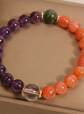 天然紫水晶手链冰飘南红气质手串