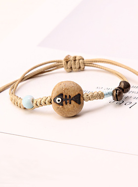 情侣纪念礼物猫咪鱼骨编制手链