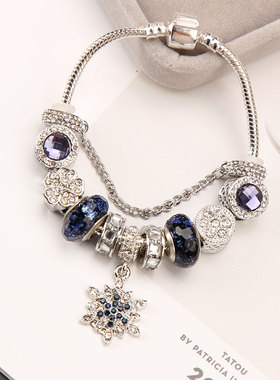 雪花蓝色星空时尚风成品琉璃珠