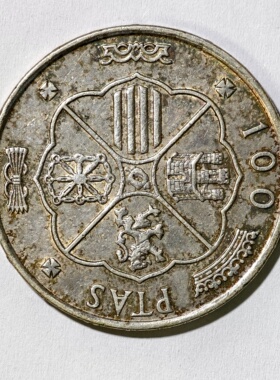 1966年欧洲西班牙100比塞塔银币外国硬钱币壹佰圆古代老银收藏品Y