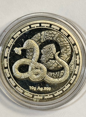 2013年癸己蛇年纪念银章10g十带鉴定证书AU999拾克宝泉钱币投资铸