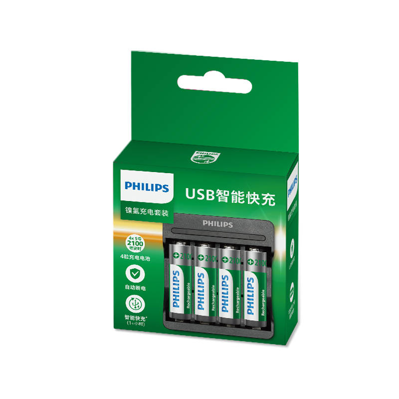 飞利浦5号/7号AAA850mAh充电电池充电器套装AA2100mAh用于儿童玩具电动牙刷鼠标话筒麦克风闪光灯游戏手柄 - 图3