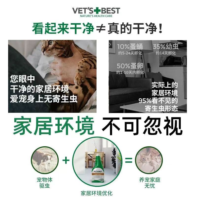 绿十字猫咪体外驱虫喷雾Vet'sBest猫咪去跳蚤虱子蜱虫宠物防蚊虫 - 图0