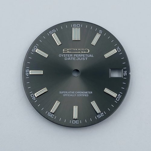 新款28.5MM表盘日志太阳纹表盘双条钉绿夜光字面适NH35/NH36机芯 - 图0