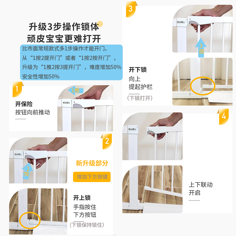 婴儿童安全门宝宝楼梯护栏栅栏大小宠物狗狗客厅厨房阳台围栏 - 图1