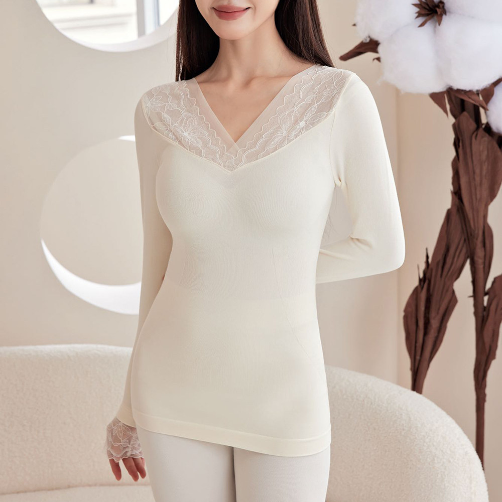 秋衣秋裤女绵羊毛薄蕾丝性感美体冬打底低领线衣线裤保暖内衣套装,淘宝优惠券,粉丝福利购,淘宝优惠卷