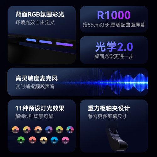 yeelight曲面屏显示器挂灯tube屏幕灯电脑补光灯显示屏护眼氛围灯 - 图0