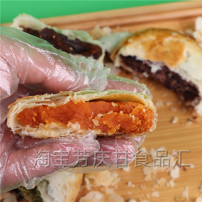 石家庄藁城黄庄玉江月饼传统纯手工酥皮五仁椒盐蛋黄蛋月烧月饼-图2