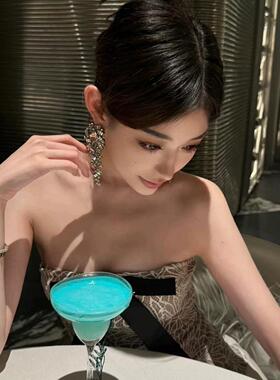 仙气儿超闪爆款复古重工镶钻花卉长款无耳洞耳夹银针饰品earrings