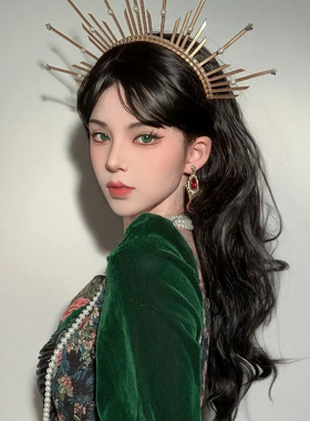美神降临氛围新款圣母光环女神发冠头饰哥特式皇冠万圣节装扮发饰